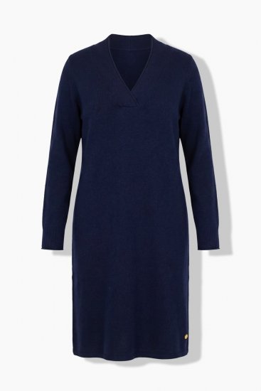 Ulla Popken 853077 Robe en maille à manches longues Bleu marine - Robes en maille - 