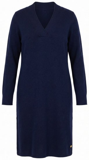 Ulla Popken 853077 Robe en maille à manches longues Bleu marine - Robes en maille - 