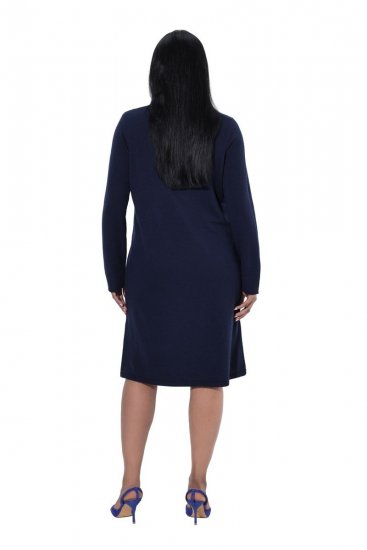 Ulla Popken 853077 Robe en maille à manches longues Bleu marine - Robes en maille - 