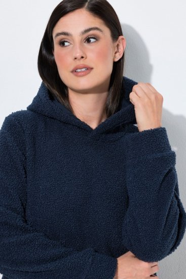 Ulla Popken 853353 Robe d'intérieur à capuche Bleu marine - Pyjamas/vêtements de détente - 