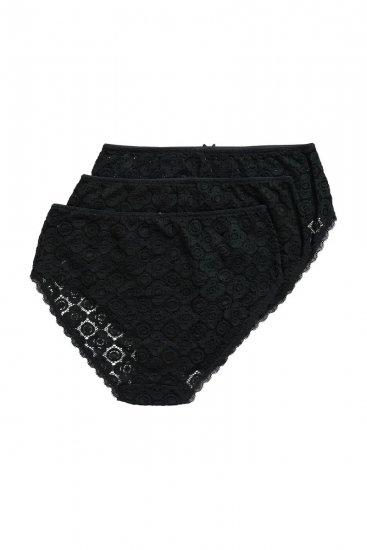 Ulla Popken 853495 Culottes à fleurs lot de 3 Noir - Culottes - 