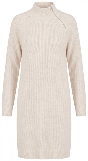 Ulla Popken 853504 Robe en maille à manches longues et col roulé Blanc cassé - Robes en maille - 