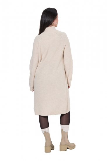 Ulla Popken 853504 Robe en maille à manches longues et col roulé Blanc cassé - Robes en maille - 