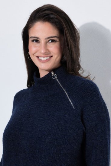 Ulla Popken 853504 Robe en maille à col roulé Bleu marine - Robes - Robes pour toutes les tailles
