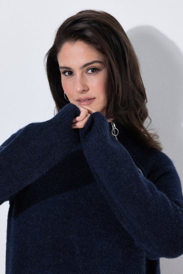 Ulla Popken 853504 Robe en maille à col roulé Bleu marine - Robes - Robes pour toutes les tailles