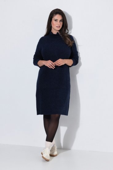 Ulla Popken 853504 Robe en maille à col roulé Bleu marine - Robes - Robes pour toutes les tailles