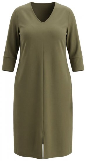 Ulla Popken 853510 Robe mi-longue à poches Kaki - Robes midi - Robes midi grande taille