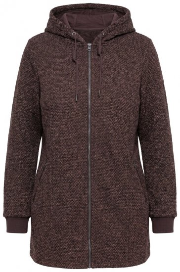 Ulla Popken 853577 Veste en polaire maille à capuche et imprimé Brun acajou - Vêtements en laine polaire - 