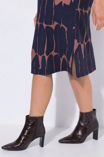 Ulla Popken 853590 Robe en jersey imprimée à manches 3/4 Bleu marine - Robes - Robes pour toutes les tailles