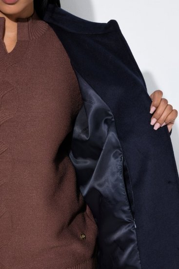 Ulla Popken 853646 Manteau en laine à col chemise Bleu marine - Manteaux - Manteaux femme grande taille