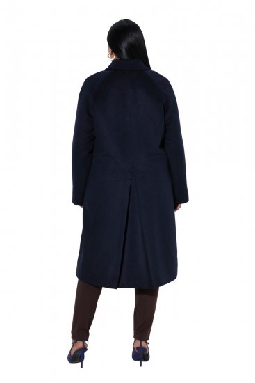 Ulla Popken 853646 Manteau en laine à col chemise Bleu marine - Manteaux - Manteaux femme grande taille