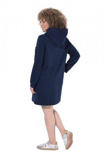 Ulla Popken 853652 Robe en velours à capuche Bleu marine - Robes de soirée - Robes de soirée grande taille