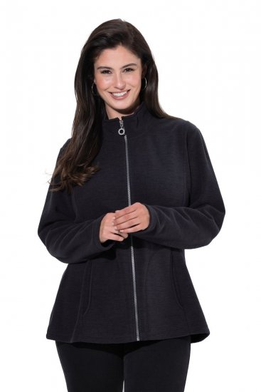 Ulla Popken 853668 Veste polaire à col montant Noir - Vêtements en laine polaire - 