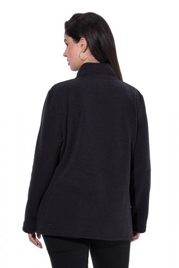 Ulla Popken 853668 Veste polaire à col montant Noir - Vêtements en laine polaire - 