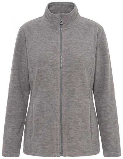 Ulla Popken 853668 Veste polaire à col montant Gris - Vêtements en laine polaire - 