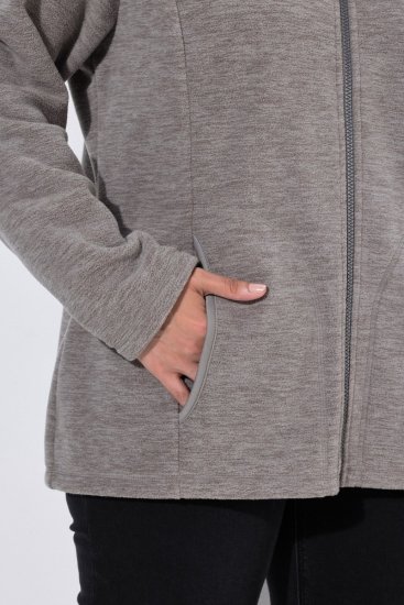 Ulla Popken 853668 Veste polaire à col montant Gris - Vêtements en laine polaire - 