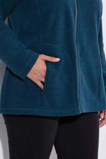 Ulla Popken 853668 Veste polaire à col montant Pétrole - Vêtements en laine polaire - 