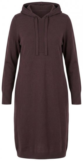 Ulla Popken 853669 Robe en maille à manches longues et capuche Brun acajou - Robes en maille - 