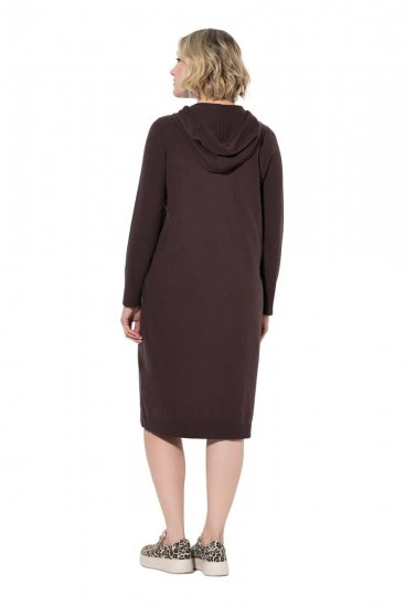 Ulla Popken 853669 Robe en maille à manches longues et capuche Brun acajou - Robes en maille - 