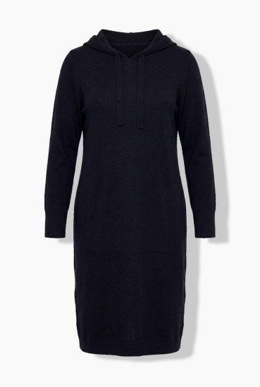 Ulla Popken 853669 Robe sweat à manches longues et capuche Bleu marine - Robes sweat - 