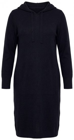 Ulla Popken 853669 Robe sweat à manches longues et capuche Bleu marine - Robes sweat - 