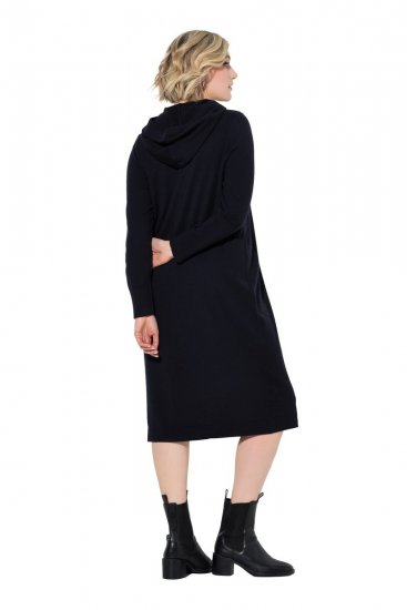 Ulla Popken 853669 Robe sweat à manches longues et capuche Bleu marine - Robes sweat - 