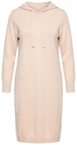 Ulla Popken 853669 Robe en maille à manches longues et capuche Beige - Robes midi - Robes midi grande taille