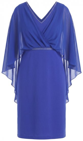 Ulla Popken 853675 Robe en mousseline à manches 3/4 Bleu - Robes de soirée - Robes de soirée grande taille