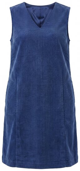 Ulla Popken 853697 Robe en velours côtelé sans manches à col V Bleu marine - Robes d'été - Robes d'été grande taille