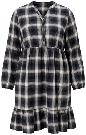 Ulla Popken 853728 Robe à carreaux et volants Noir - Robes - Robes pour toutes les tailles