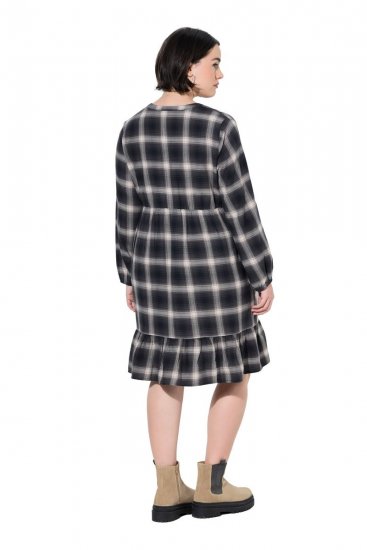 Ulla Popken 853728 Robe à carreaux et volants Noir - Robes - Robes pour toutes les tailles