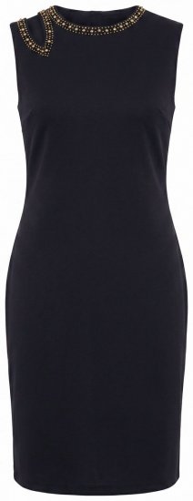 Ulla Popken 853766 Robe moulante sans manches à strass Noir - Robes d'été - Robes d'été grande taille