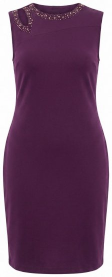 Ulla Popken 853766 Robe moulante à strass Prune - Robes de soirée - Robes de soirée grande taille