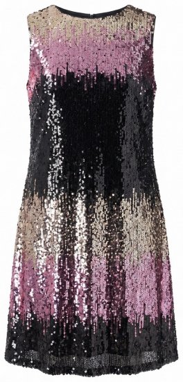 Ulla Popken 853768 Robe à sequins rayée Noir - Robes de soirée - Robes de soirée grande taille