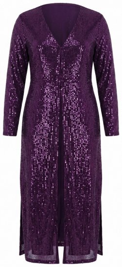 Ulla Popken 853770 Veste à sequins Prune - Vestes - Vestes femme grande taille