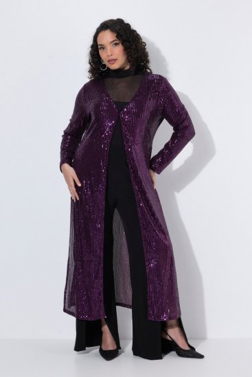 Ulla Popken 853770 Veste à sequins Prune - Vestes - Vestes femme grande taille