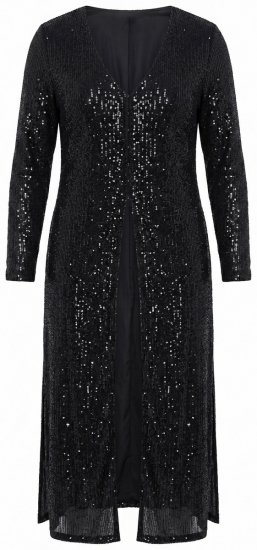 Ulla Popken 853770 Veste à sequins Noir - Vestes - Vestes femme grande taille