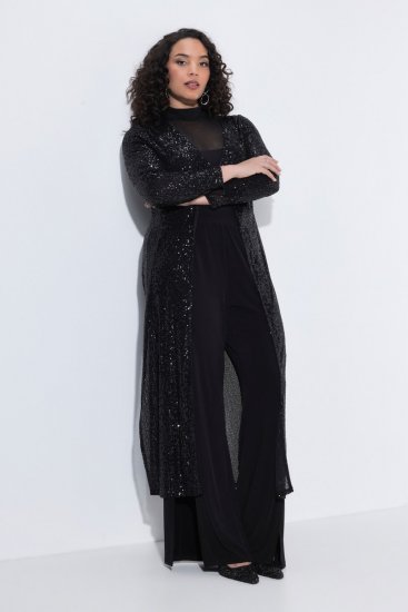 Ulla Popken 853770 Veste à sequins Noir - Vestes - Vestes femme grande taille