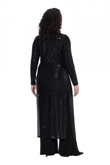 Ulla Popken 853770 Veste à sequins Noir - Vestes - Vestes femme grande taille