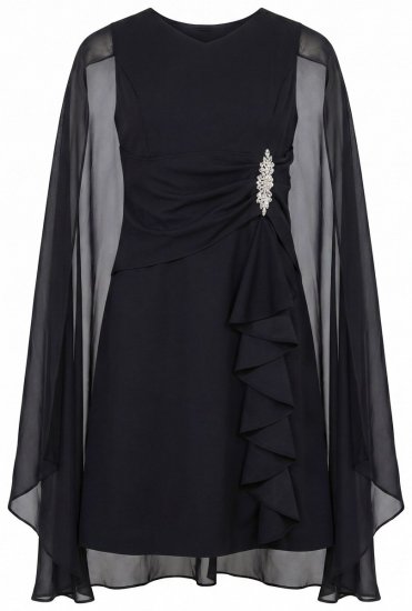 Ulla Popken 853774 Robe à volants Noir - Robes de soirée - Robes de soirée grande taille