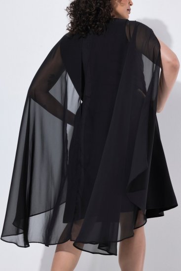 Ulla Popken 853774 Robe à volants Noir - Robes de soirée - Robes de soirée grande taille