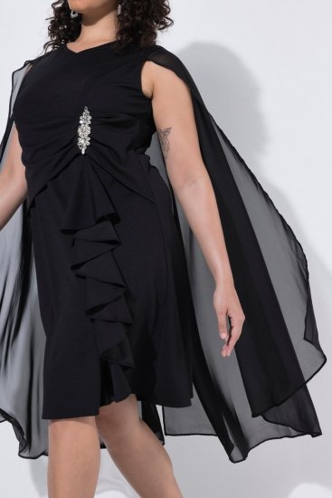 Ulla Popken 853774 Robe à volants Noir - Robes de soirée - Robes de soirée grande taille