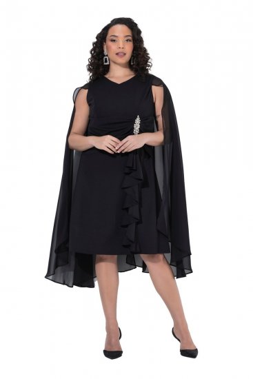 Ulla Popken 853774 Robe à volants Noir - Robes de soirée - Robes de soirée grande taille