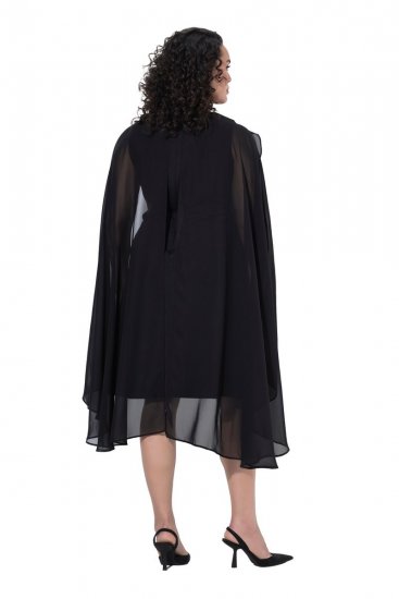 Ulla Popken 853774 Robe à volants Noir - Robes de soirée - Robes de soirée grande taille