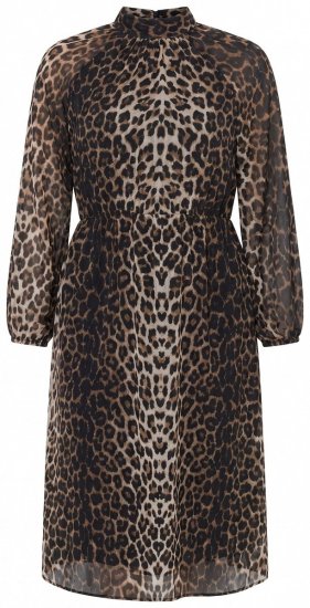 Ulla Popken 853788 Robe en mousseline à imprimé animal Marron clair - Robes maxi - Robes maxi grande taille