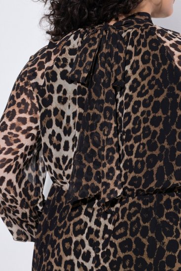 Ulla Popken 853788 Robe en mousseline à imprimé animal Marron clair - Robes maxi - Robes maxi grande taille