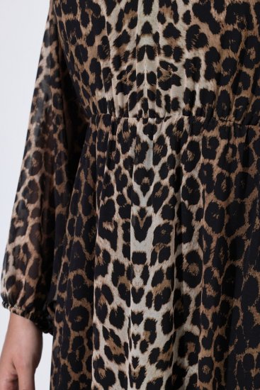 Ulla Popken 853788 Robe en mousseline à imprimé animal Marron clair - Robes maxi - Robes maxi grande taille