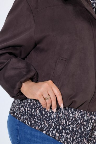Ulla Popken 853792 Veste en suédine Marron - Vestes - Vestes femme grande taille
