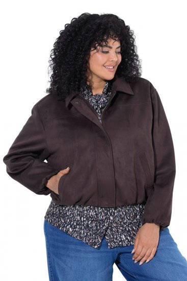 Ulla Popken 853792 Veste en suédine Marron - Vestes - Vestes femme grande taille