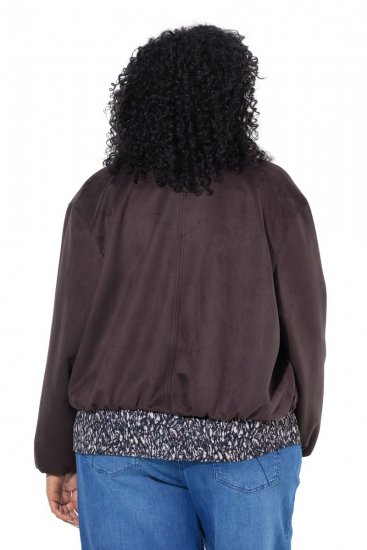Ulla Popken 853792 Veste en suédine Marron - Vestes - Vestes femme grande taille